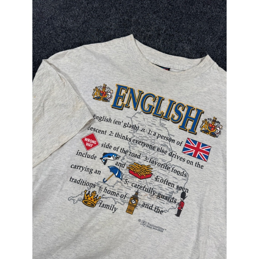 VTG England Nationalities Graphic T Shirt XL  Single Stitch USA Tourist Tee
